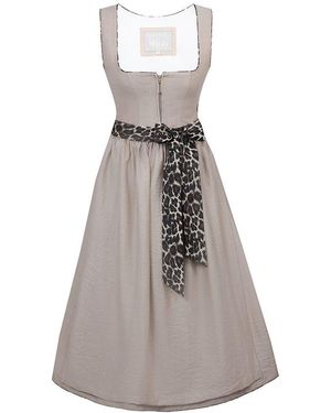 Marjo Dirndl Solea Leo 65cm Länge taupe - Grau