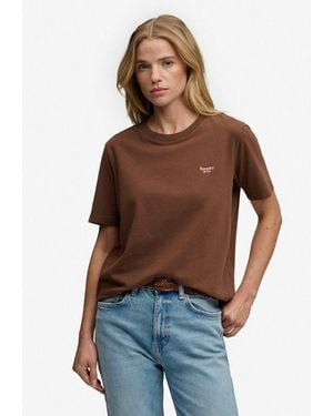 Superdry T-Shirt Signature Emb Tee Baumwolle, Relaxed Fit - Blau