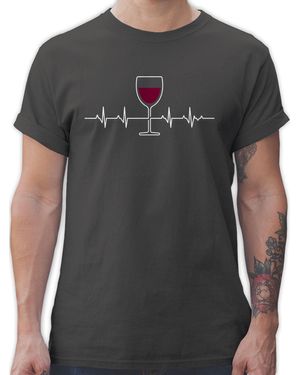 Shirtracer T-Shirt Herzschlag Rotwein Symbol und Zeichen Outfit - Schwarz