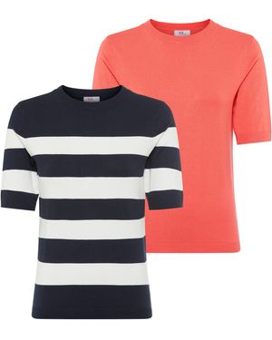 Flashlights Kurzarmpullover Sommerstrick in Shirt-Form aus Viskosemischung mit modernem Schnitt - Rot