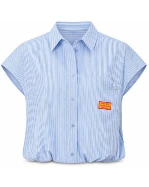 Freeman T.porter Hemdbluse Chilly Stripe Kurzarm Bluse - Blau