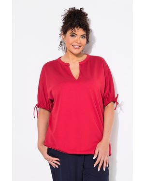 Ulla Popken Sweater Sweatshirt Oversized Tunika-Ausschnitt Halbarm - Rot