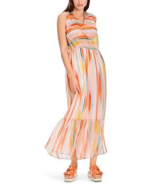 Marc Cain Sommerkleid "Summer to Go" Premium mode Gestreiftes Kleid "Rethink Together - Weiß