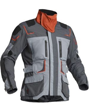 Lindstrands Motorradjacke Textile Jacket Myrvik Light Grey/Black/Orange - Grau