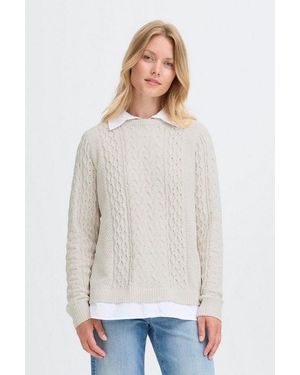 Oxmo Strickpullover Oxfsanvi Modischer Strickpullover Mit Integrierter Bluse - Weiß
