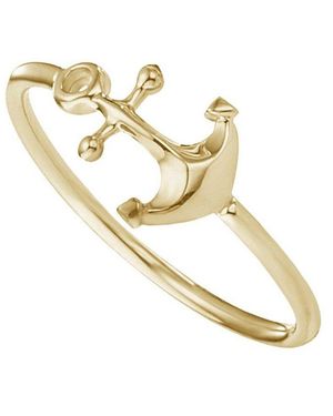 Caï Fingerring 925/- Silber Vergoldet Anker - Schwarz