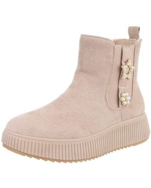 Ital-Design Eleganter Ankle-Boot Mit Dekoration Und Hohem Tragekomfort Plateaustiefelette (90458020) Keilabsatz/Wedge Stiefeletten - Braun