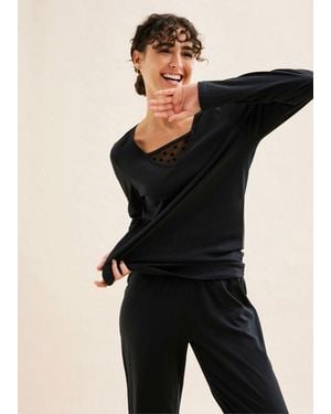 bonprix Pyjama (Set) Aus Baumwolle, Mit Mesh, Bequeme Passform - Schwarz