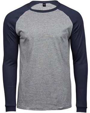 Tee Jays Jays Langarmshirt Baseball Tee / 100% gekämmte Baumwolle - Blau