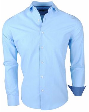 JAN PAULSEN Businesshemd Slim-Fit Langarm Hemd für Freizeit, Business (1-tlg) - Blau