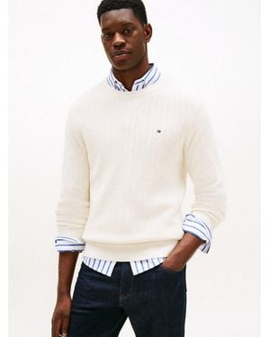 Tommy Hilfiger Rundhalspullover Rwb Rib Crew Neck Mit Kontrast-Details - Weiß