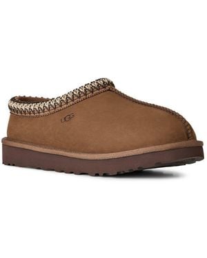 UGG W Tasman Nubuck Pantoffel Slipper, Schlupfschuh Mit Textilborde Im Ethno-Style - Schwarz