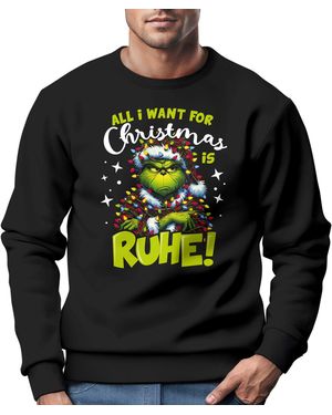 MoonWorks Sweatshirt Weihnachtspullover Grinch Spruch Ruhe - Schwarz
