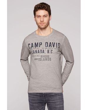 Camp David Rundhalsshirt aus Baumwolle - Grau