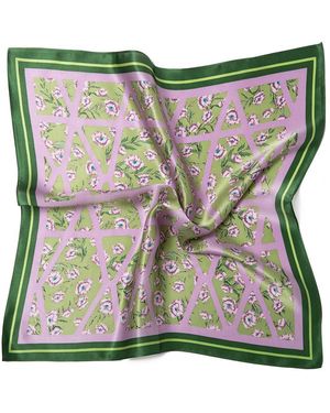 MayTree Seidentuch quadratisch Wilde Blumen 53x53cm lila grün, Nickituch, Bandana-Schal