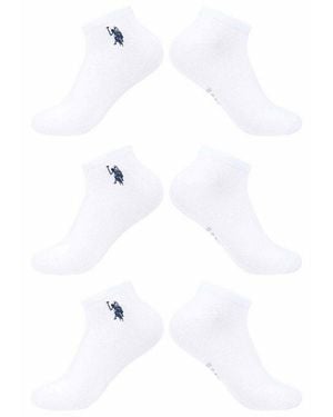 U.S. POLO ASSN. Socken Usnoaah Sneaker 6Er Pack – Kurzsocken Baumwolle Niedrige Socken Mit Elastischem Bund Und Logo - Weiß
