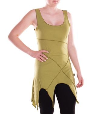 Vishes Sommerkleid Mini-Kleid Baumwolle Patchwork Design Zipfelsaum Alternative Bekleidung - Grün