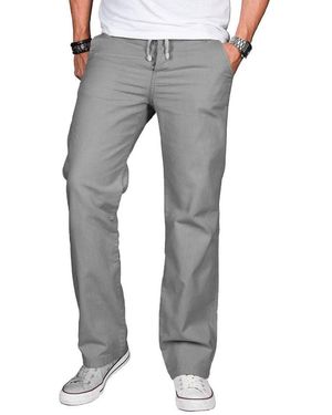Alessandro Salvarini Straight-Jeans Sommer, Leinen Optik AS034 - Grau