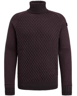 PME LEGEND Strickpullover Roll neck cotton - Blau