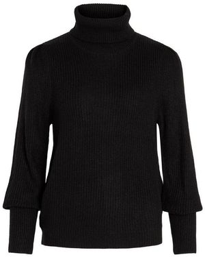 Vila Strickpullover Rollkragen Strickpullover Mit Für Damen (1-Tlg) Regular Fit Rundhals Unifarben Wärmend Ohne Verschluss - Schwarz