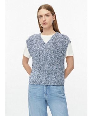 S.oliver Kurzarmpullover Strickpullover Melierter Strickpullunder - Blau