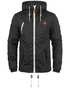 Solid Kurzjacke Sdtilden Übergangsjacke Mit Kontrastfarbenen Reißverschlüssen - Schwarz