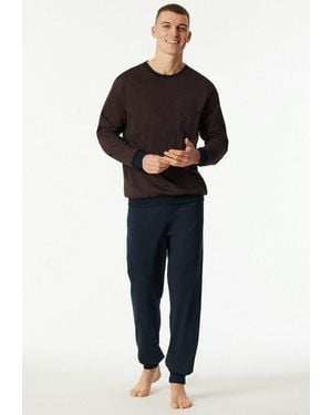 Schiesser Schlafanzug Comfort Essentials (2 Tlg. 2Tlg) Mit Angenehmen Bündchen - Schwarz