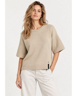 Key Largo Rundhalspullover Wkn Emma Round (1-Tlg) - Natur