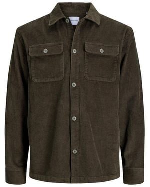 Jack & Jones Langarmhemd Jjeregent Cord Overshirt Ls Sn Baumwolle, Locker Geschnitten - Grün