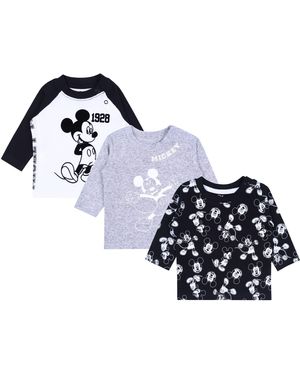 Sarcia.eu Blusentop 3x Schwarz-weiße Langarmshirts für Baby Mickey Maus DISNEY 6-9 Monate