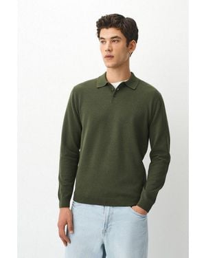 Next Polokragenpullover Essential Regular Fit Poloshirt Aus Strick (1-Tlg) - Grün
