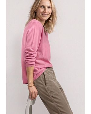 Street One Strickpullover Mit Boat Neck Und Rollkanten Mit Viskose - Pink