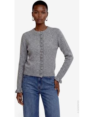 Zero Cardigan Strickjacke Mit Rüschen - Blau