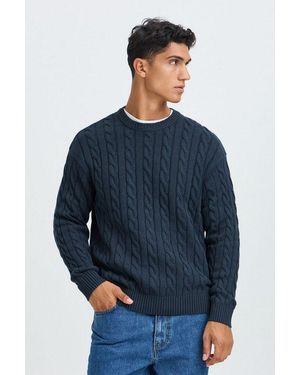 Solid Strickpullover Sdmalcolm Schöner Strickpullover Mit Zopfmuster - Blau