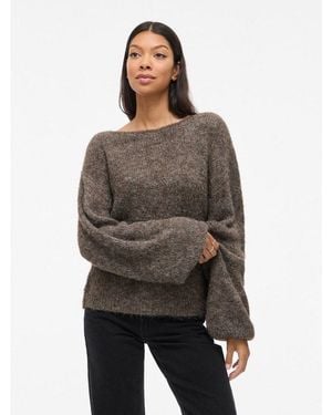 Vila Strickpullover Vimarley L/S Knit Pullover- Noos Materialmix, Regular Fit - Grau