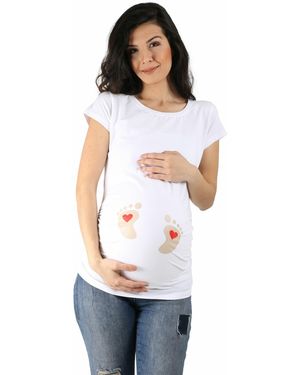 M.M.C. .M.C. Umstandsshirt Baby Füße mit Motiv - Weiß