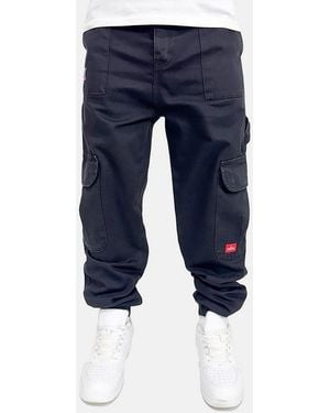 Dada Supreme Regular-Fit-Jeans Baggy Fit Utility Look Cuffed Für Herren Baumwolle Bedruckt Atmungsaktiv Reißverschluss Casual-Style - Blau
