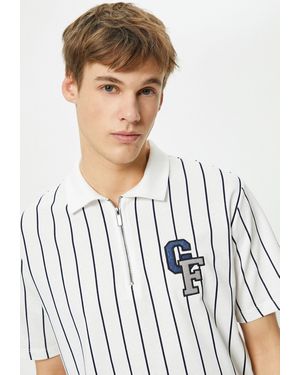 Koton T-Shirt Kurzärmelig Polokragen Tshirt - Weiß
