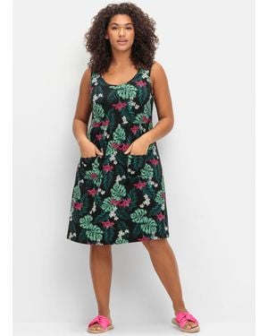 Sheego Etuikleid Jerseykleid - Grün
