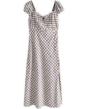 Next Midikleid mit Puffärmeln aus 100 % Baumwolle (1-tlg) - Grau