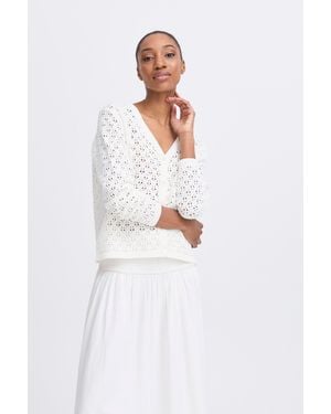 B.Young Strickjacke BYNAJO Feinstrick Cardigan - Weiß