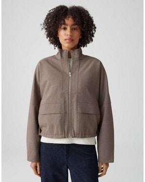 Opus Kurzjacke Boxy Aus Zweifarbigem Twill Pattentaschen - Braun