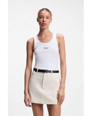 HUGO Tanktop Damatank Aus Stretch-Baumwolle, Extra Slim Fit - Weiß