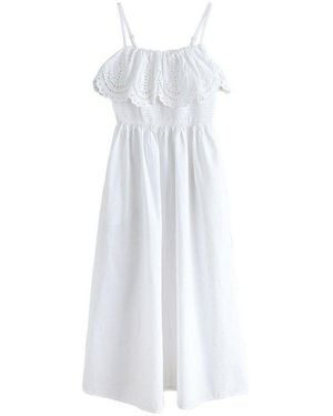 Next Maxikleid Ärmelloses Foldover-Maxikleid Mit Cutwork (1-Tlg) - Weiß