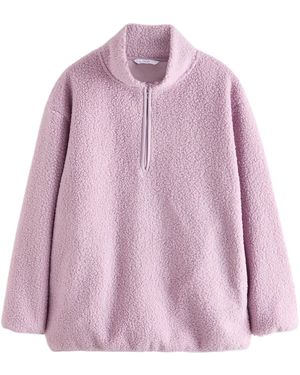 Next Fleecepullover Langes Teddy-Fleeceoberteil mit /4-Reißverschluss (1-tlg) - Pink