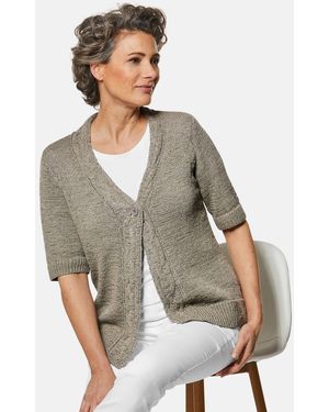 Goldner Bändchengarn-Strickjacke mit schönen Details - Grau