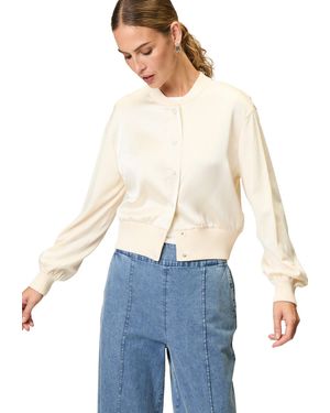 Zero Strickjacke mit Satinvorderseite (1-tlg) Knopfleiste - Blau