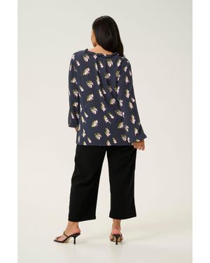 Kaffe Langarmbluse Langarm-Bluse KCellena Große Größen - Blau