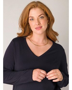 Base Level Curvy V-Ausschnitt-Pullover Mit V-Ausschnitt - Blau