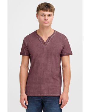 Solid Rundhalsshirt SDTino Kurzarmshirt mit Knopfleiste - Lila